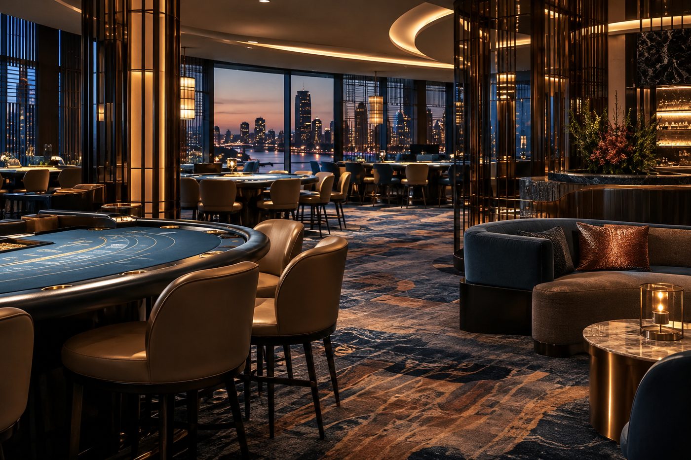 Evening lounge beside the physical casino floor